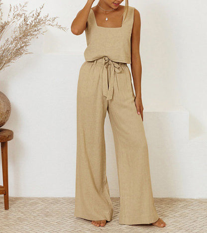 MEGAN - CHIC MINIMALIST TOP WITH STYLISH WIDE-LEG PANTS SET