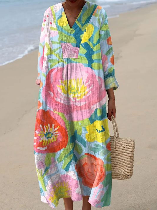 Watercolor Floral – painted bloom midi dress