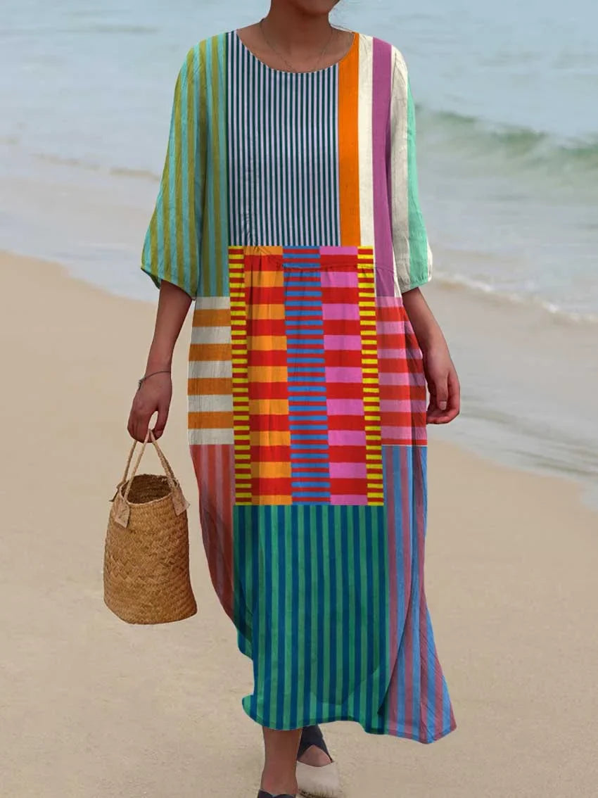 Vintage Geometric – soft rhythm cotton dress