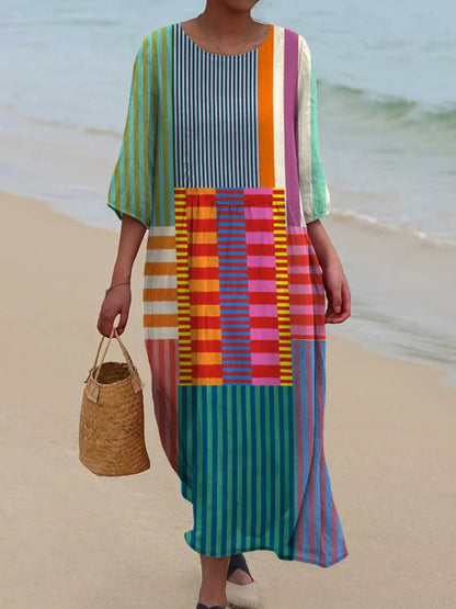 Vintage Geometric – soft rhythm cotton dress
