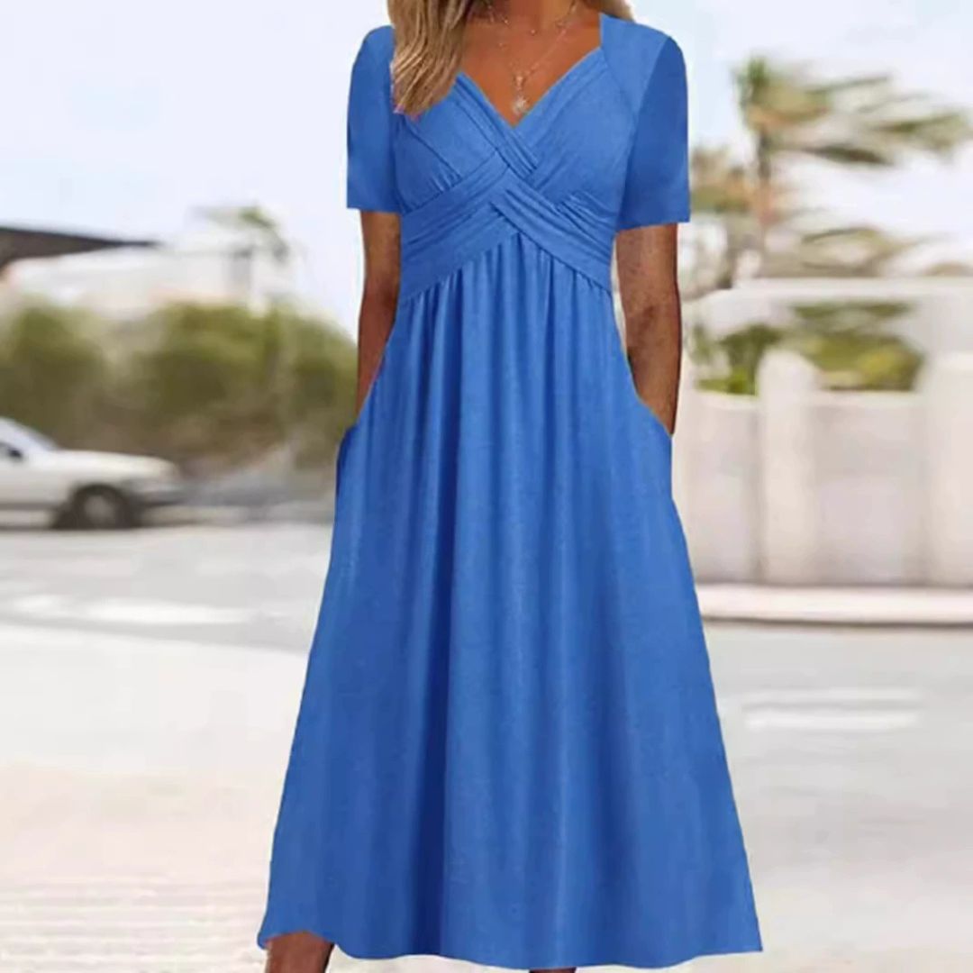 HAINAH - V-NECK FLATTERING DRESS