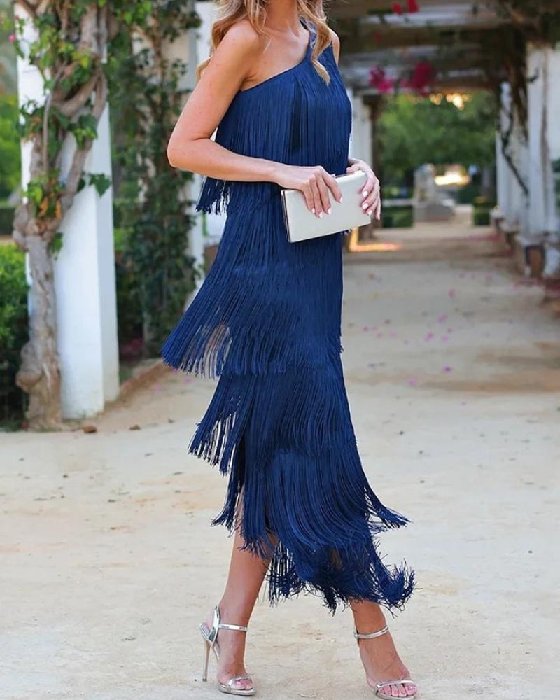 LAUREN - ELEGANT DRESS WITH TASSELS