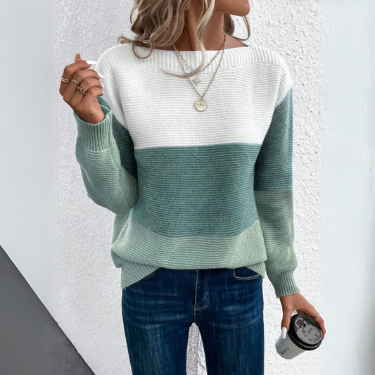 CHIARA- THREE-COLOR PATCHWORK SWEATER