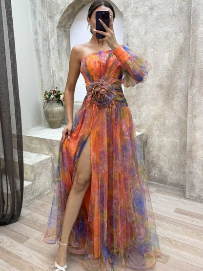 KAYLA - ASYMMETRICAL FLORAL MAXI DRESS