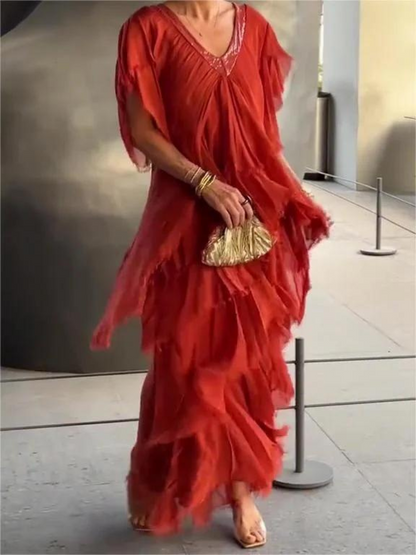 SAVANE - LONG DRESS WITH NECKLINE