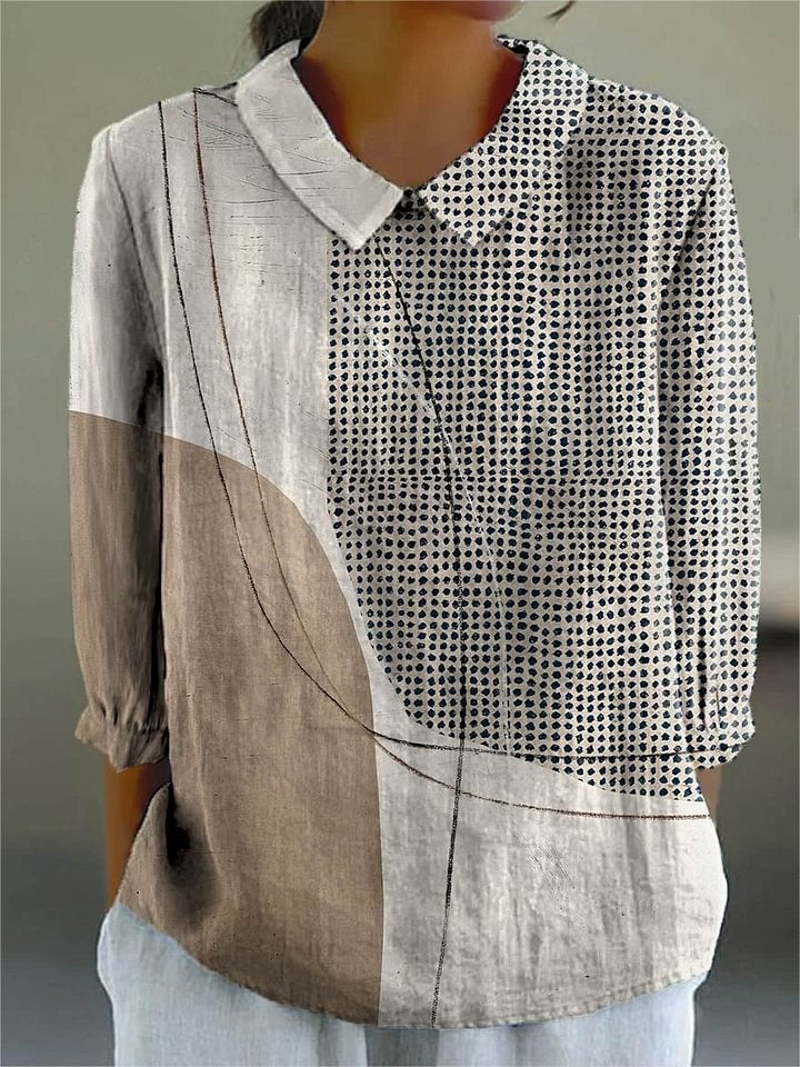 Women's Grey Abstract – soft strokes cotton day dress