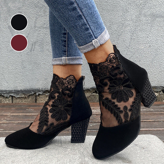 ELEGANT SUMMER PUMPS- WITH LACE & RHINESTONES