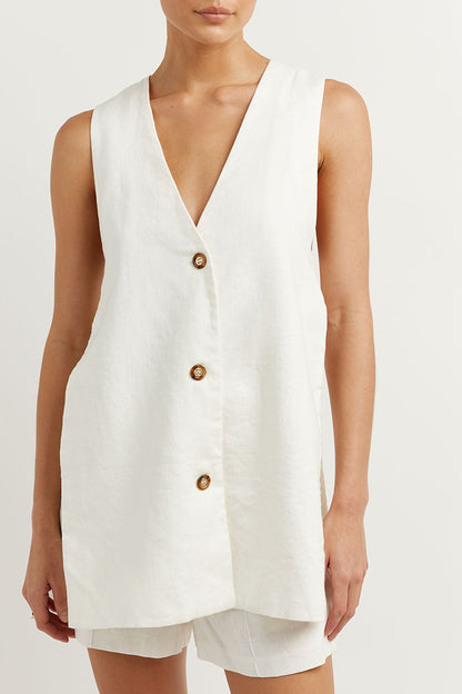 FIONA - CHIC SLEEVELESS BUTTON-UP ENSEMBLE