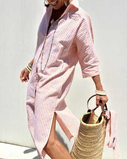 Serena – timeless stripes shirt dress