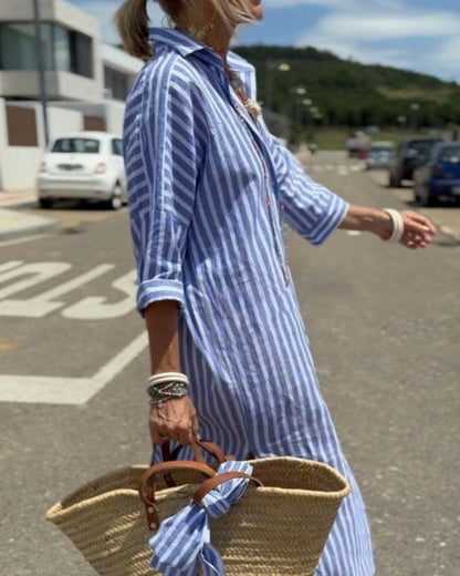 Serena – timeless stripes shirt dress
