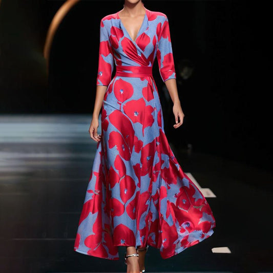 JESSICA - V-NECK DRESS WITH 3/4 SLEEVES