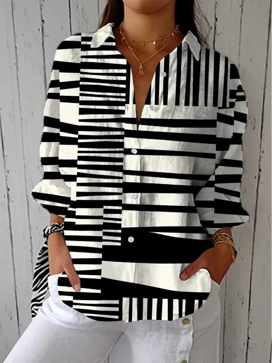 Abstract Stripes Print Midi Dress