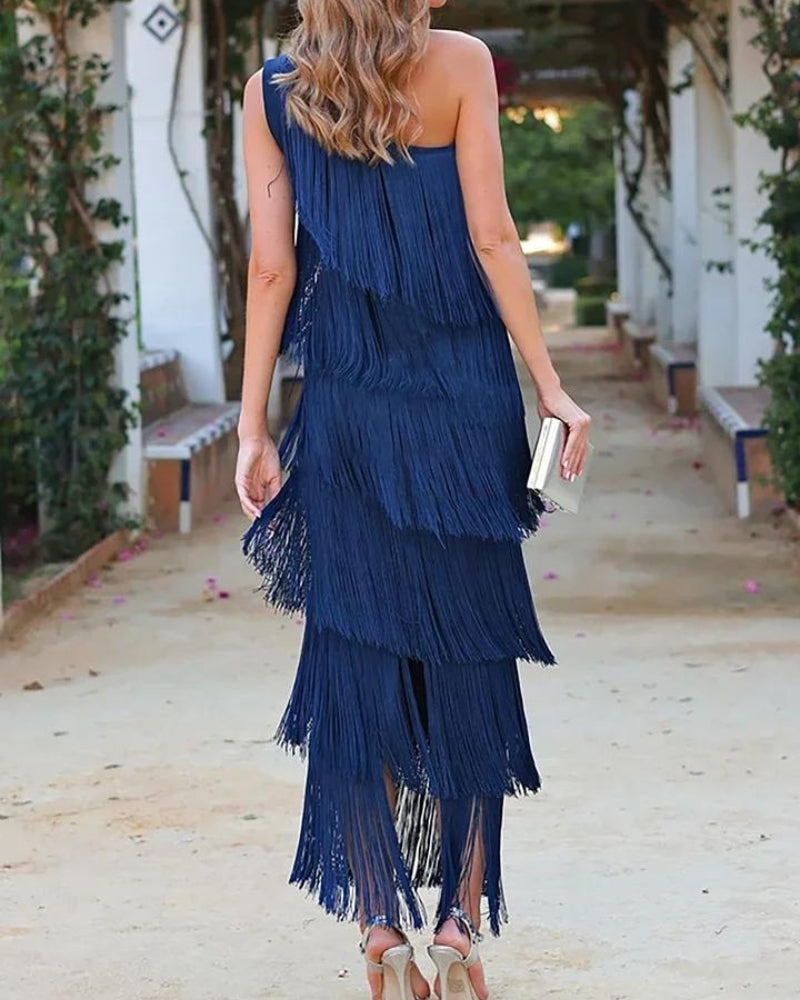 LAUREN - ELEGANT DRESS WITH TASSELS