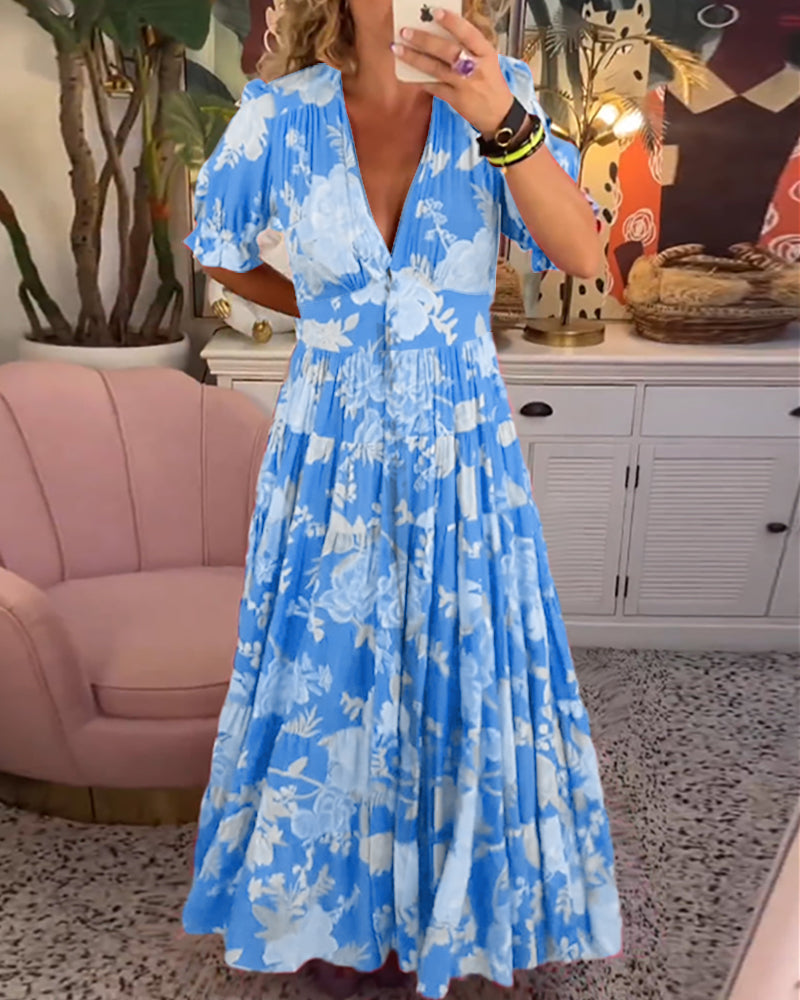 Catrisa – blooming charm v-neck dress with pockets