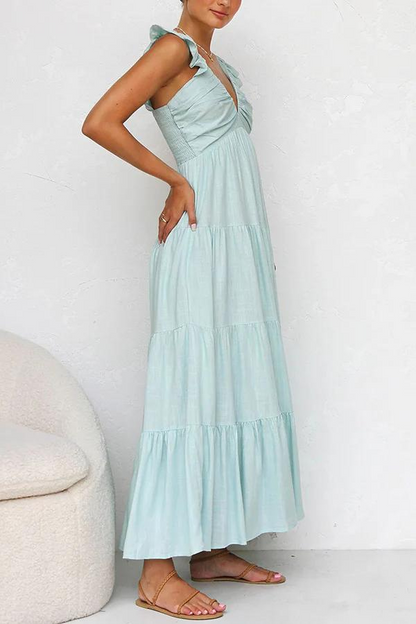 JANNA - ELEGANT LONG V-NECK DRESS