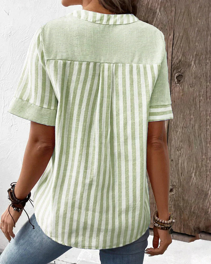 Sandra – coastal lines striped blouse