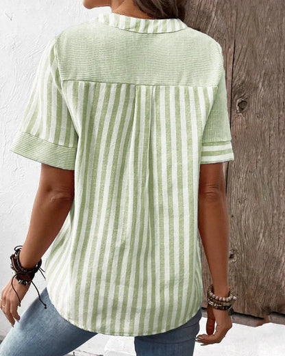 Sandra – coastal lines striped blouse