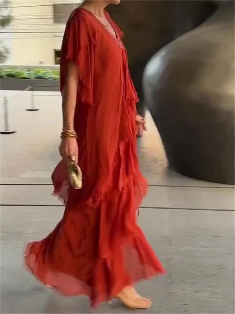 SAVANE - LONG DRESS WITH NECKLINE