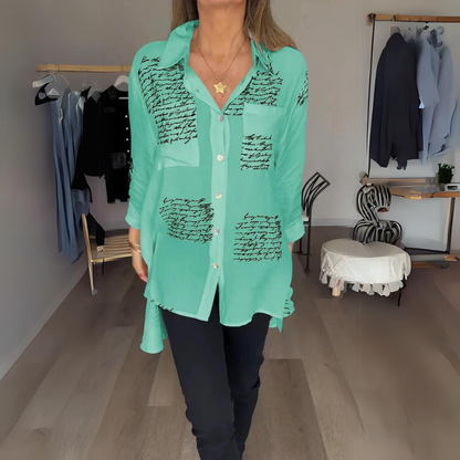 Callista – inked elegance button-up shirt