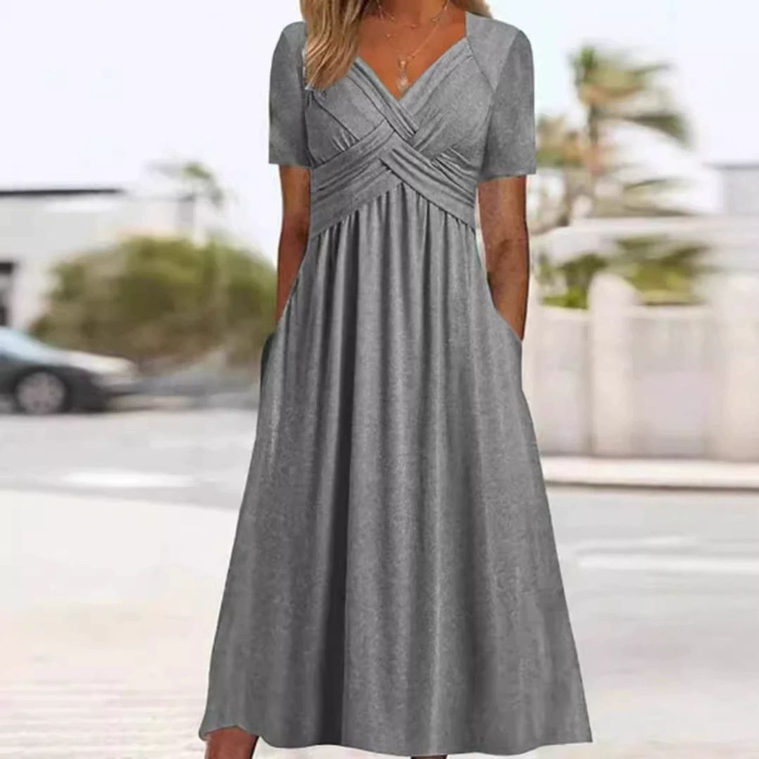 HAINAH - V-NECK FLATTERING DRESS