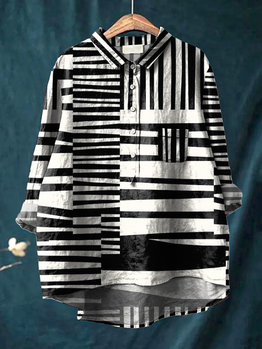 Abstract Stripes Print Midi Dress