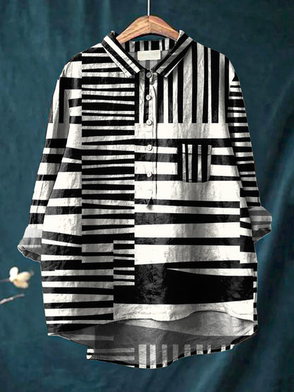 Abstract Stripes Print Midi Dress