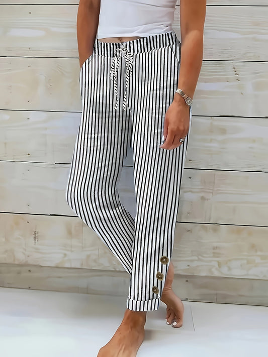 ISLA - CASUAL STRIPED CROPPED PANTS