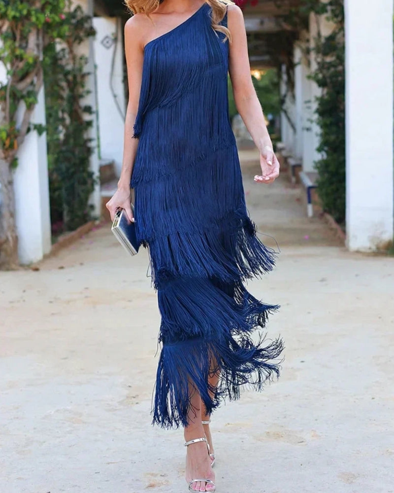 LAUREN - ELEGANT DRESS WITH TASSELS