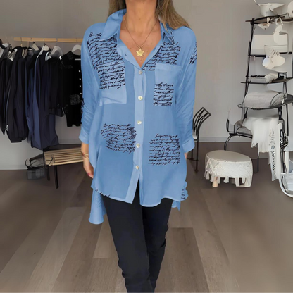 Callista – inked elegance button-up shirt
