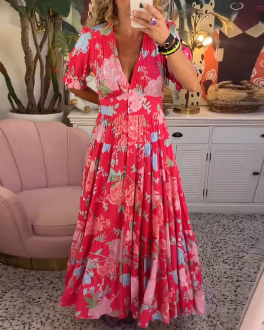 Catrisa – blooming charm v-neck dress with pockets