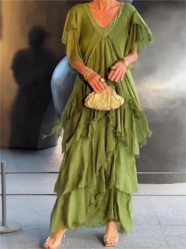 SAVANE - LONG DRESS WITH NECKLINE