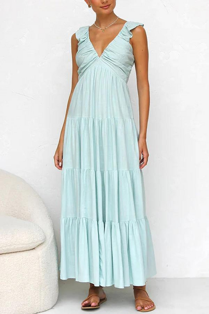 JANNA - ELEGANT LONG V-NECK DRESS