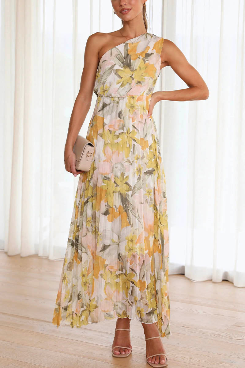CAPRICE - PRINTED OFF-THE-SHOULDERS DRESS