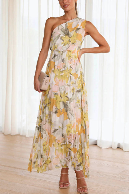 CAPRICE - PRINTED OFF-THE-SHOULDERS DRESS