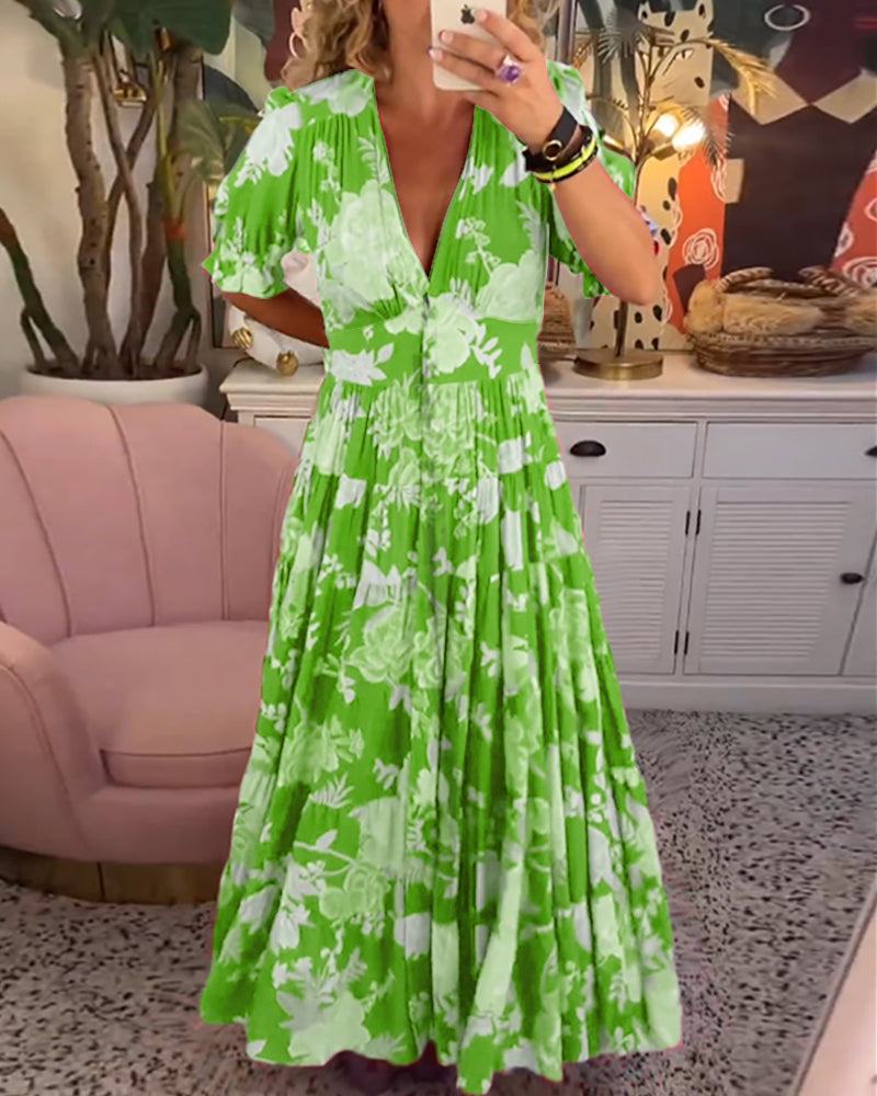 Catrisa – blooming charm v-neck dress with pockets
