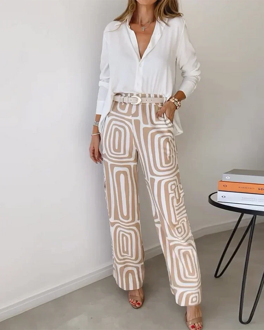 DAISY - STYLISH PANTS SET INCLUDING BLOUSE AND BELT