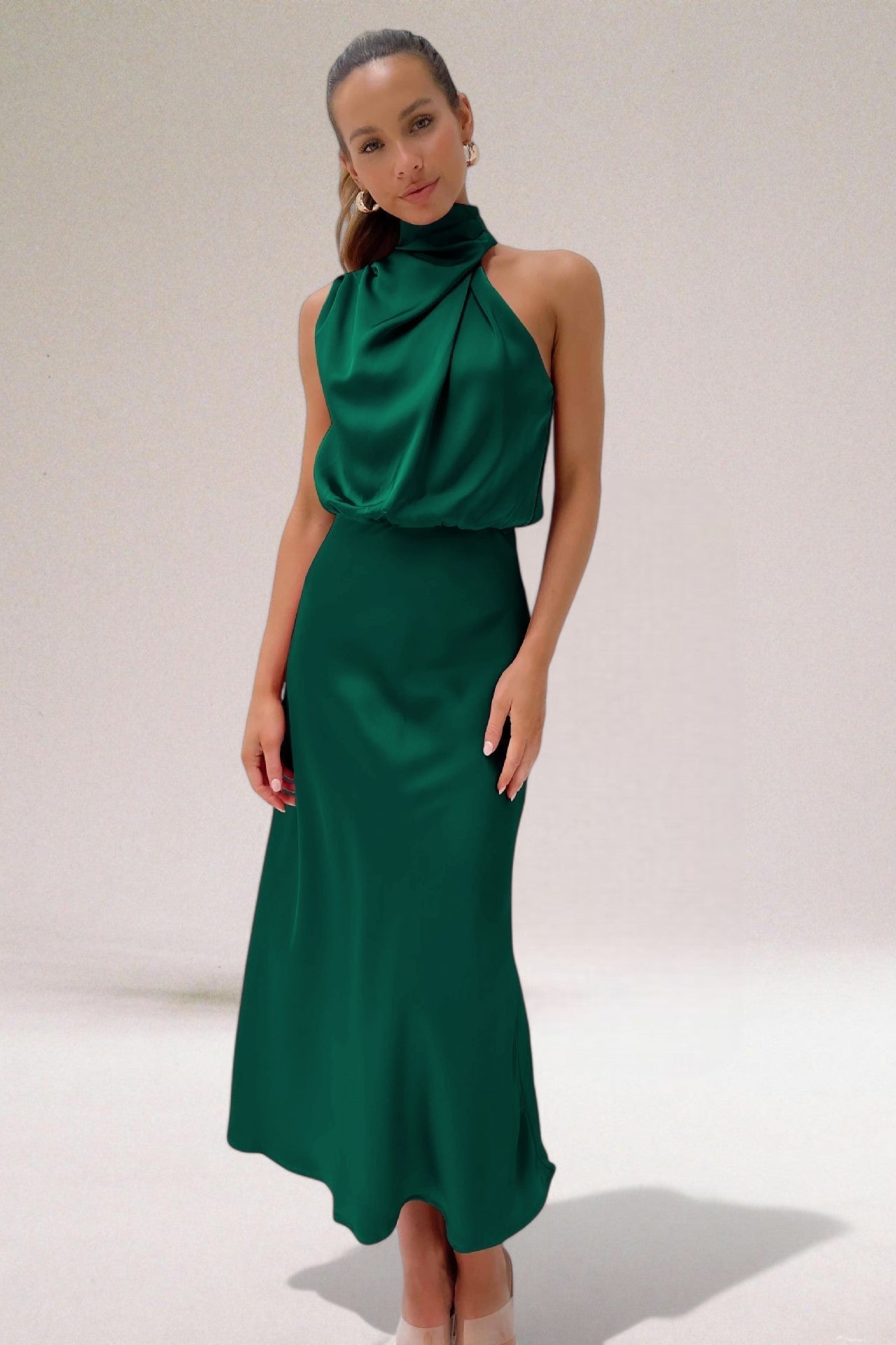 VALENTINA - SATIN DRESS WITH SOPHISTICATED DETAILS