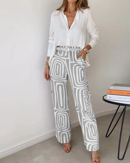 DAISY - STYLISH PANTS SET INCLUDING BLOUSE AND BELT