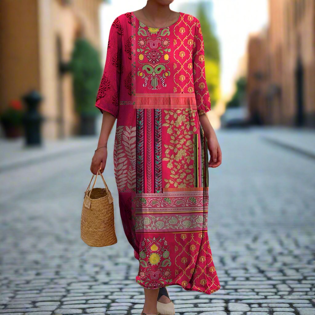Adeline - flowing dress in ethnic chic