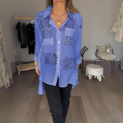 Callista – inked elegance button-up shirt
