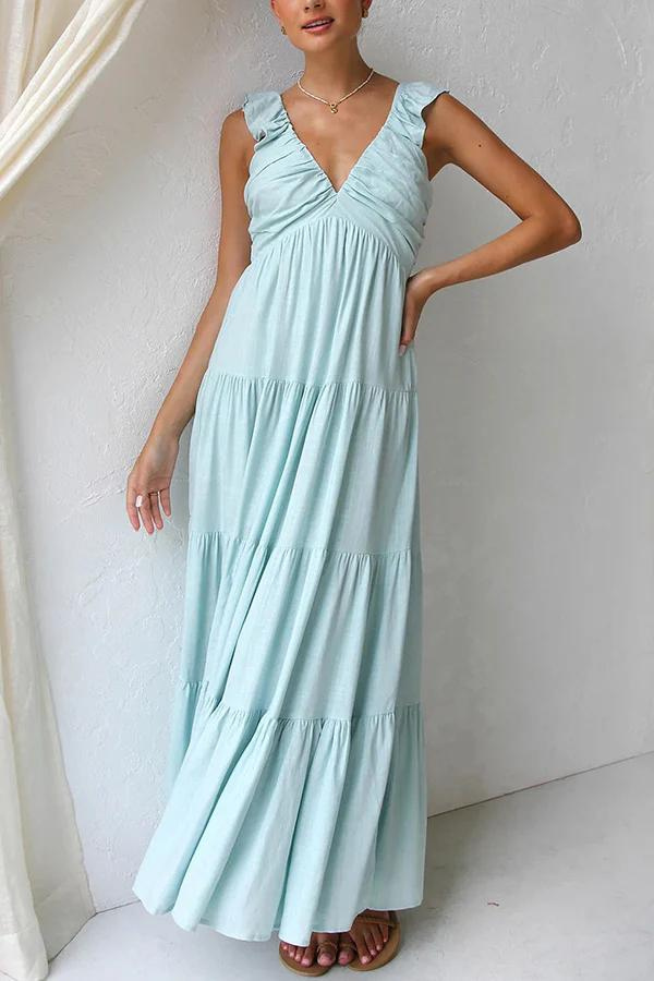 JANNA - ELEGANT LONG V-NECK DRESS