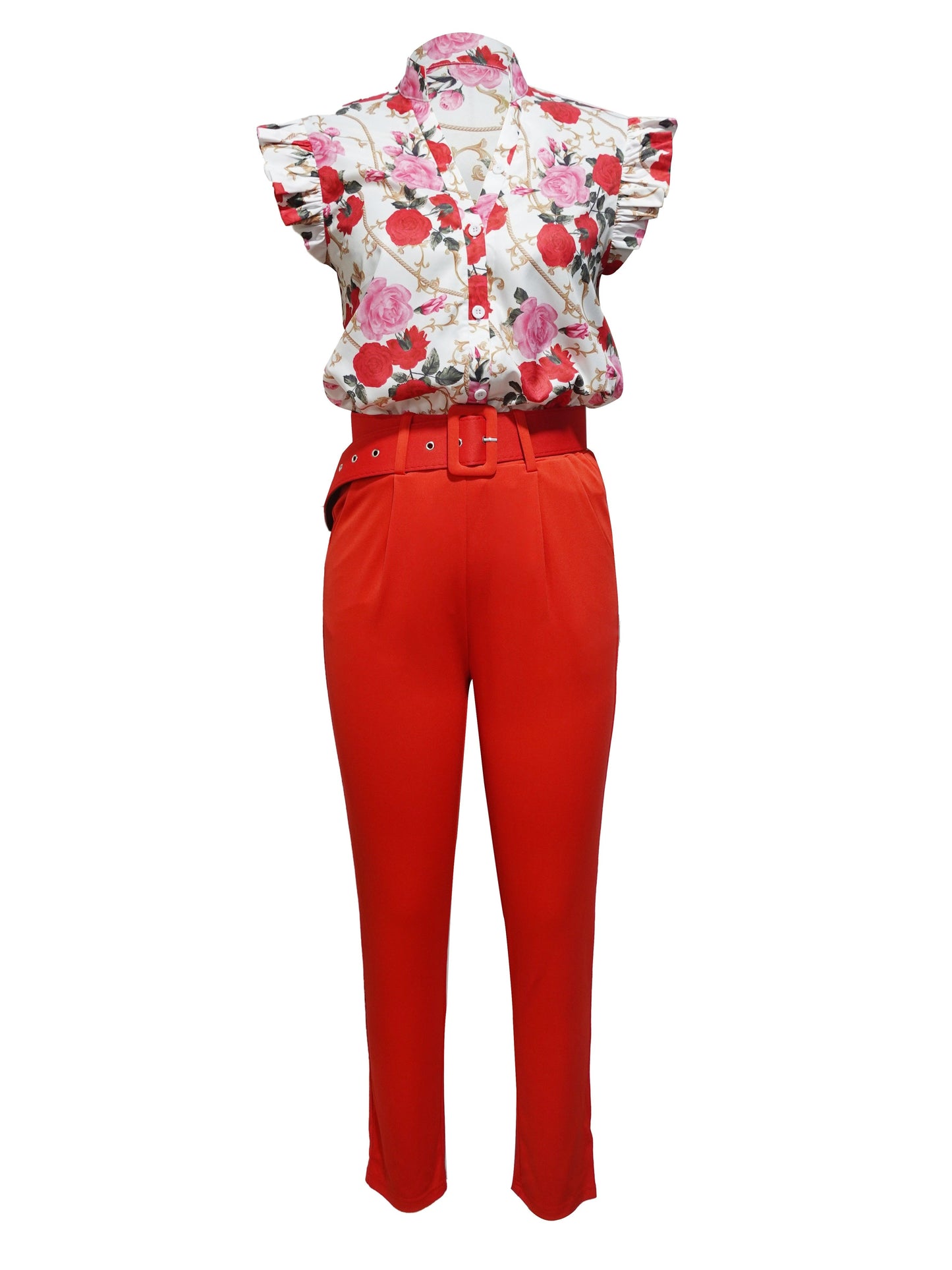 FLORABEL - CHIC RUFFLE-SLEEVE ENSEMBLE