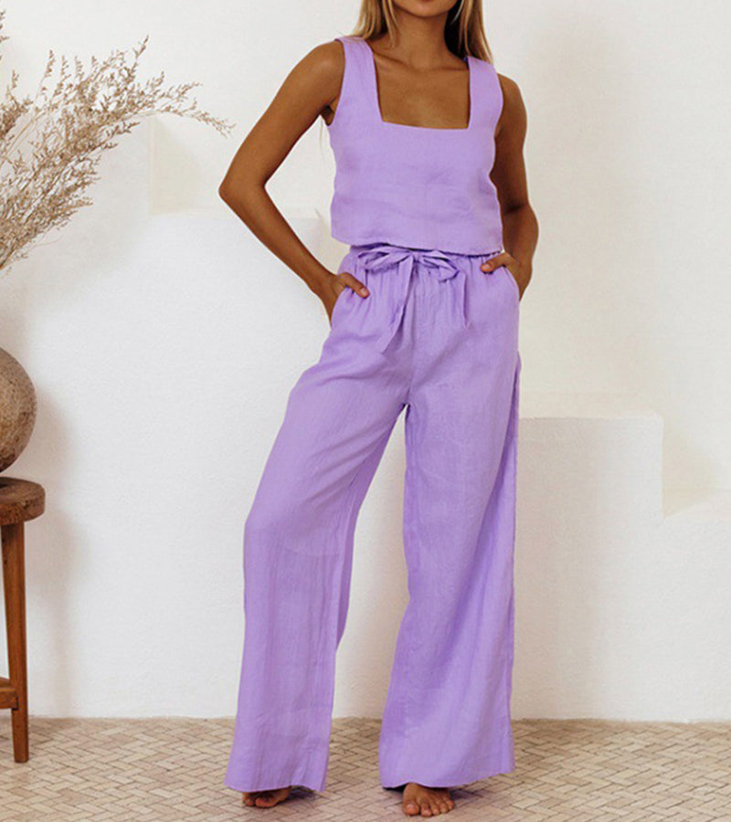 MEGAN - CHIC MINIMALIST TOP WITH STYLISH WIDE-LEG PANTS SET