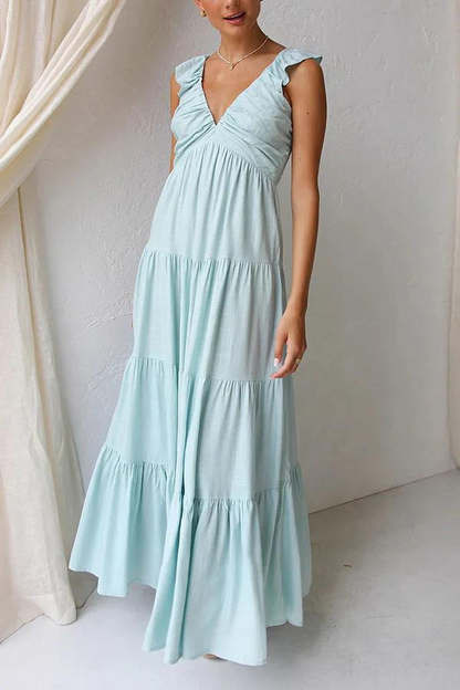 JANNA - ELEGANT LONG V-NECK DRESS