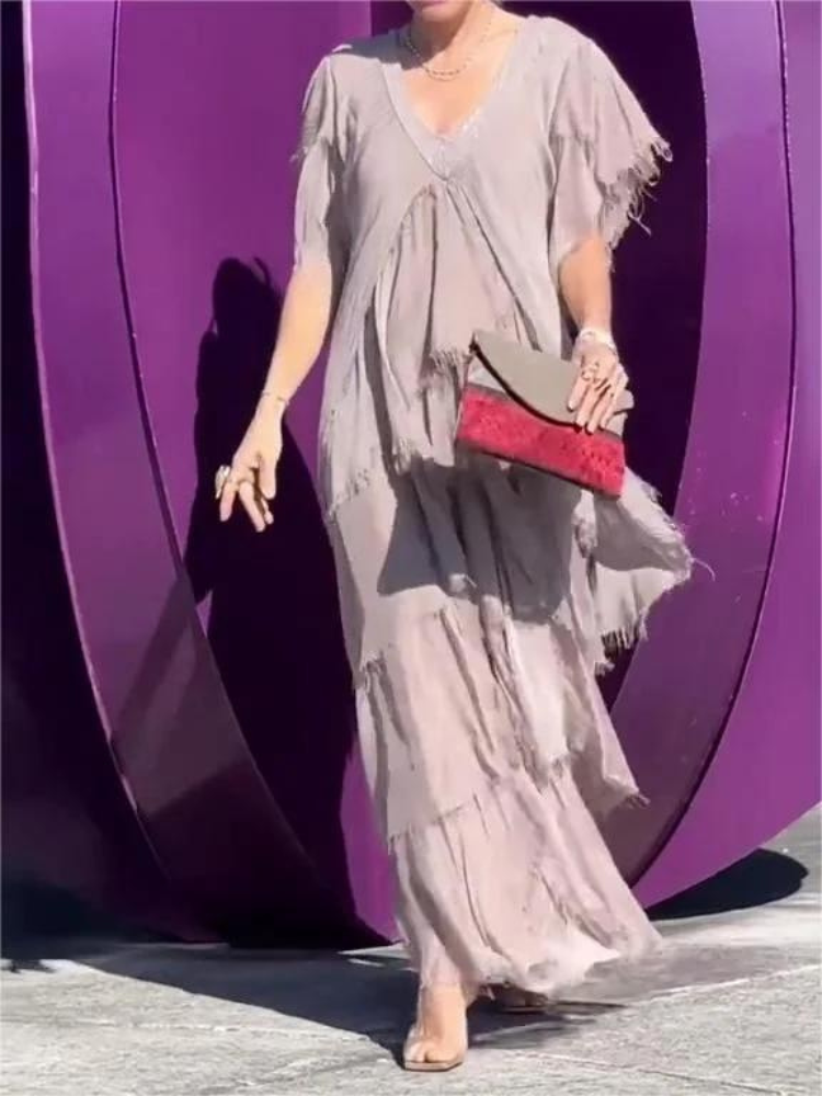 SAVANE - LONG DRESS WITH NECKLINE