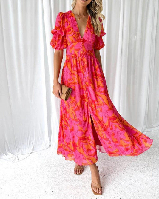 Clara- flowing elegance with timeless puff-sleeve charm