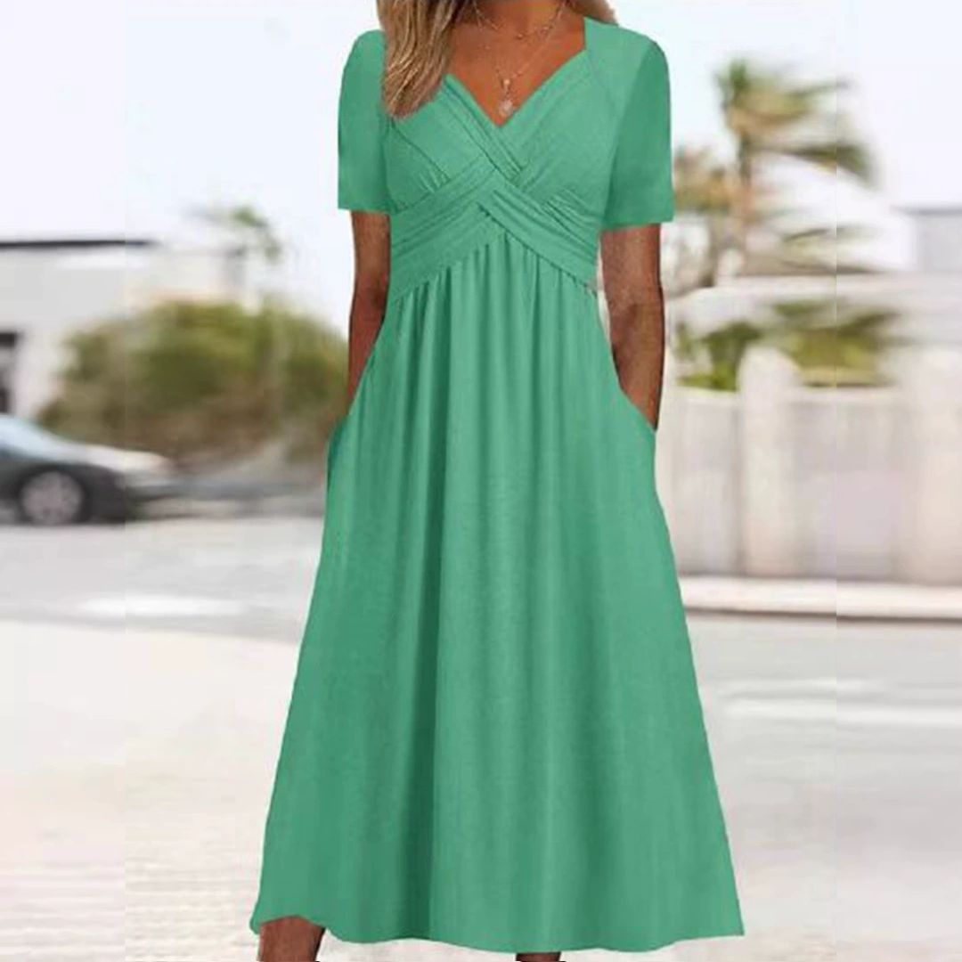 HAINAH - V-NECK FLATTERING DRESS