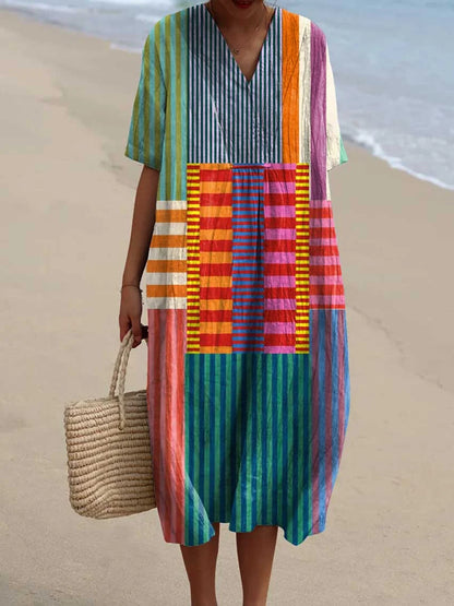 Vintage Geometric – soft rhythm cotton dress