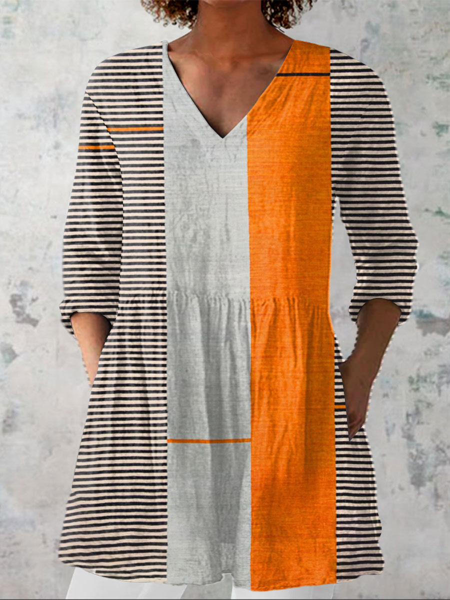 Vintage Boho Geometry – sunlit echoes cotton dress