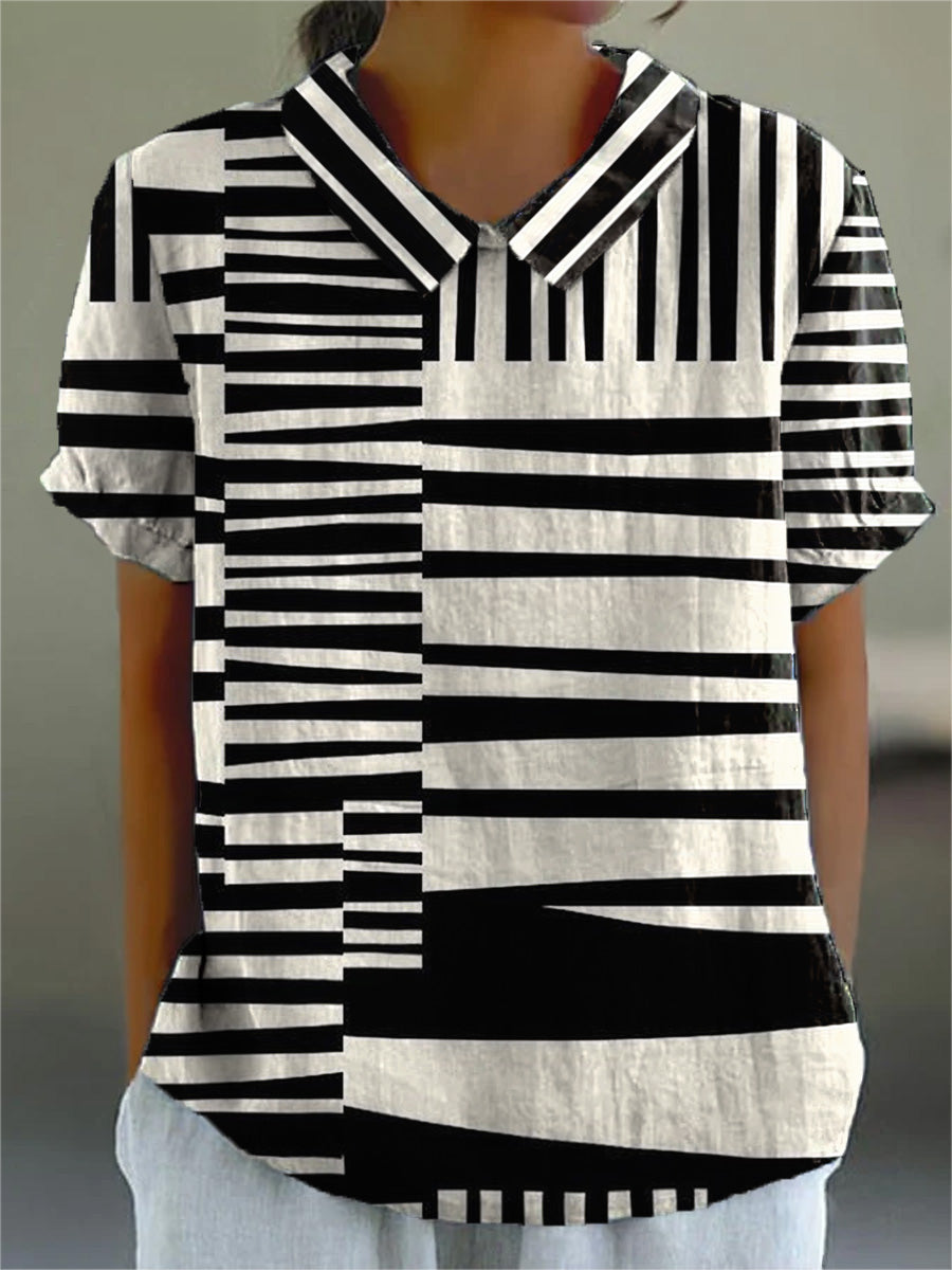 Abstract Stripes Print Midi Dress